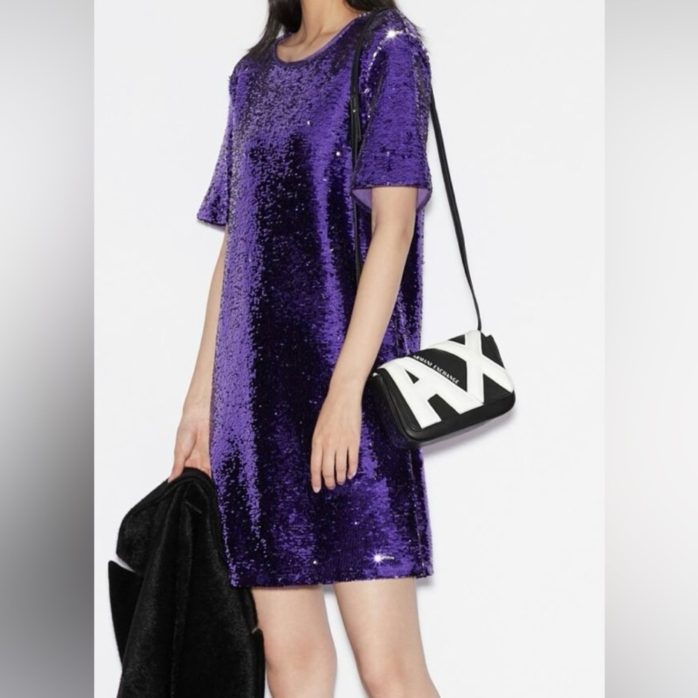 A/X Armani Exchange Purple & Silver Sequin Dress.  Size 8